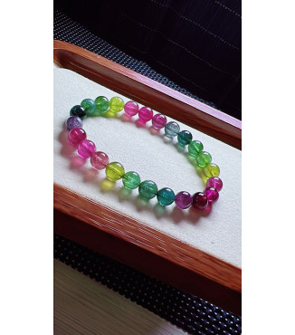 1223F14 exquisite fluorescent tourmaline bracelet, size about 7.5mm, weight 16.9g