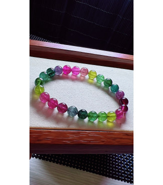 1223F14 exquisite fluorescent tourmaline bracelet, size about 7.5mm, weight 16.9g