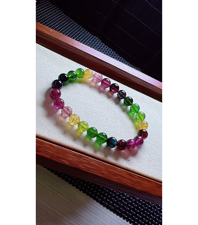 1223F12 exquisite rainbow tourmaline bracelet, size about 7.5mm, weight 17.6 grams