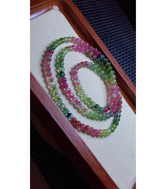 1223F8 exquisite watermelon rainbow tourmaline three circle bracelet, size about 4.2mm