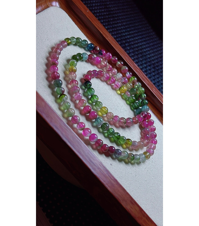 1223F7 exquisite watermelon rainbow tourmaline three circle bracelet, size about 5.2mm