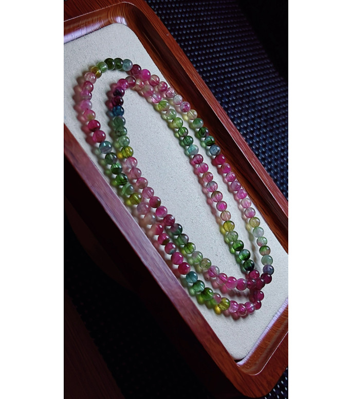 1223F7 exquisite watermelon rainbow tourmaline three circle bracelet, size about 5.2mm