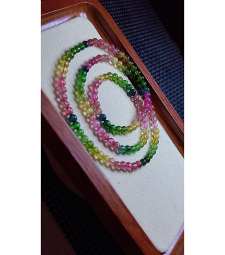 1223F6 exquisite rainbow tourmaline three circle bracelet, size about 4.5mm, weight