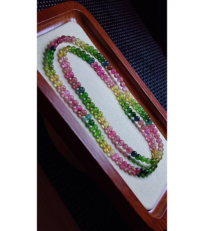 1223F6 exquisite rainbow tourmaline three circle bracelet, size about 4.5mm, weight