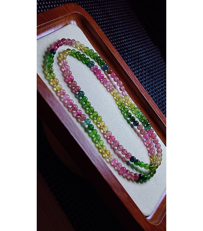 1223F6 exquisite rainbow tourmaline three circle bracelet, size about 4.5mm, weight