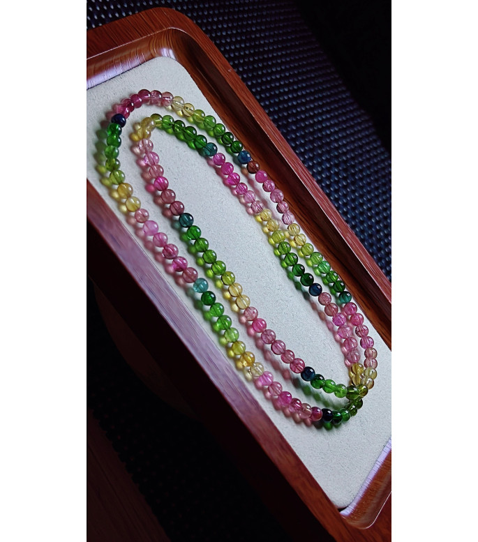 1223F6 exquisite rainbow tourmaline three circle bracelet, size about 4.5mm, weight