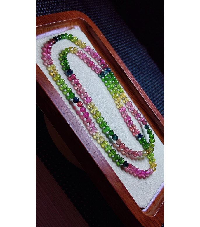 1223F5 exquisite rainbow tourmaline three circle bracelet, size about 4.5mm, weight