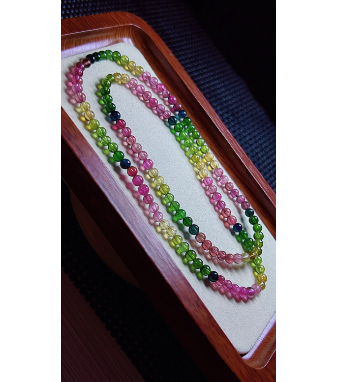 1223F5 exquisite rainbow tourmaline three circle bracelet, size about 4.5mm, weight