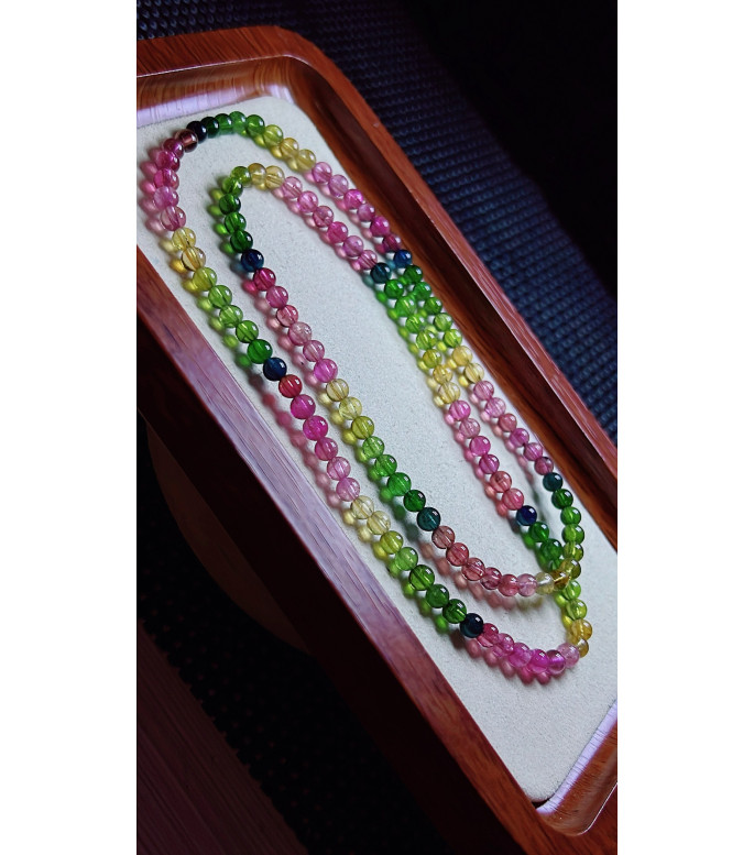 1223F5 exquisite rainbow tourmaline three circle bracelet, size about 4.5mm, weight