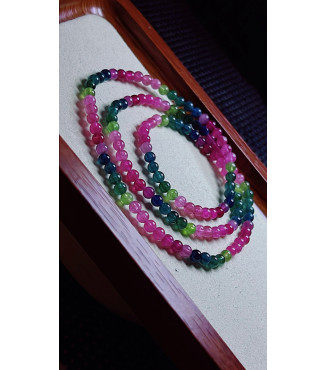 1223F3 exquisite color code tourmaline three circle bracelet, size about 4.3mm, weight