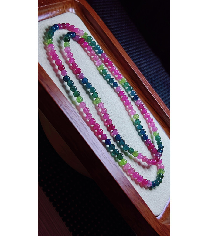 1223F3 exquisite color code tourmaline three circle bracelet, size about 4.3mm, weight