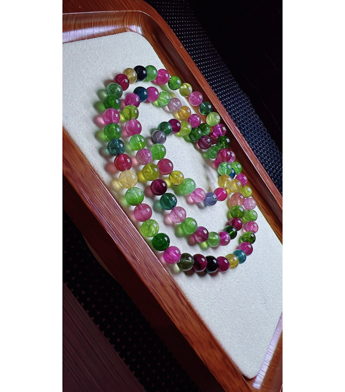 1223F2 exquisite candy tourmaline three circle bracelet, size about 6.5mm, weight 38.8