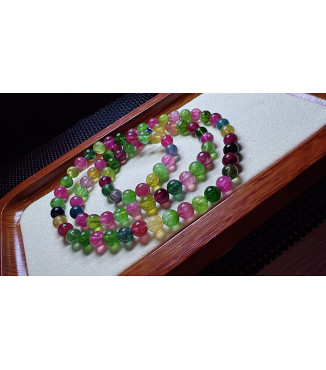 1223F2 exquisite candy tourmaline three circle bracelet, size about 6.5mm, weight 38.8