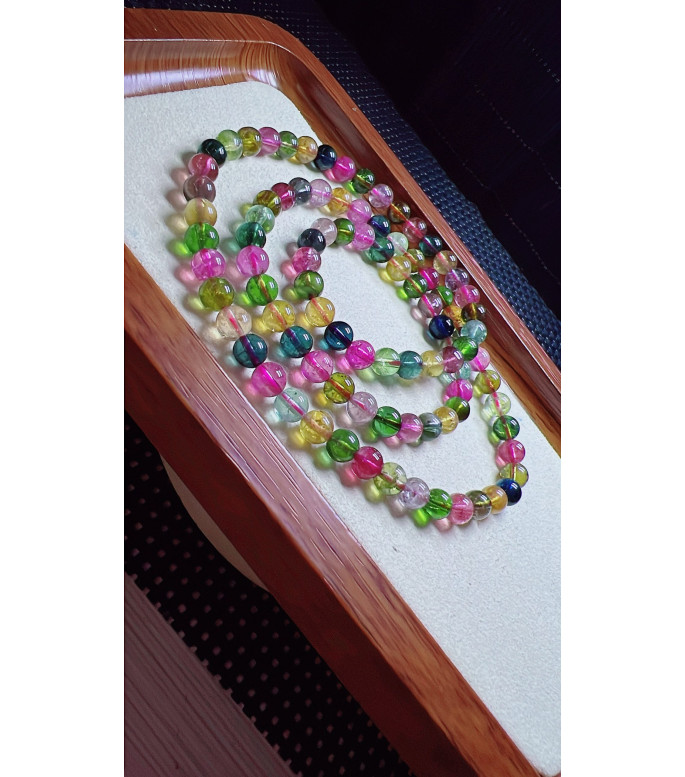 1223F1 exquisite candy tourmaline three circle bracelet, size about 6mm, weight 32.3g