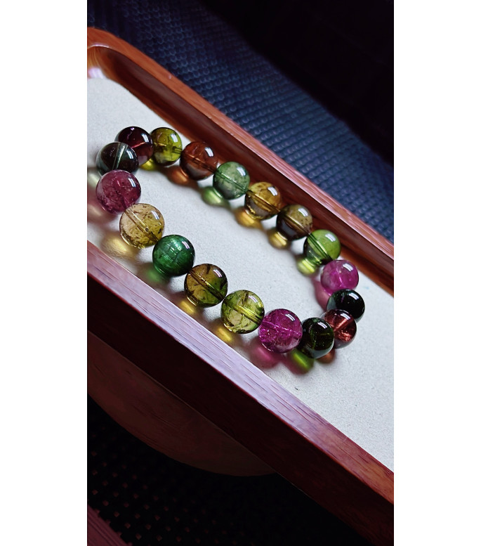 1219F9 exquisite old mine black sugar tourmaline bracelet, size about 11mm, weight 42.9g