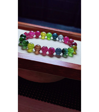 1219F12 exquisite rainbow tourmaline bracelet, size about 9mm, weight 25.4 grams, crystal