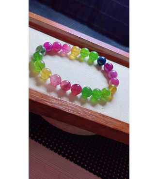 1219F11 exquisite rainbow tourmaline bracelet, size about 9.2mm, weight 25.8g, crystal