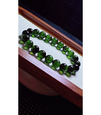 1219F7 exquisite green tourmaline bracelet, size about 9.5mm, weight 29.1g, crystal