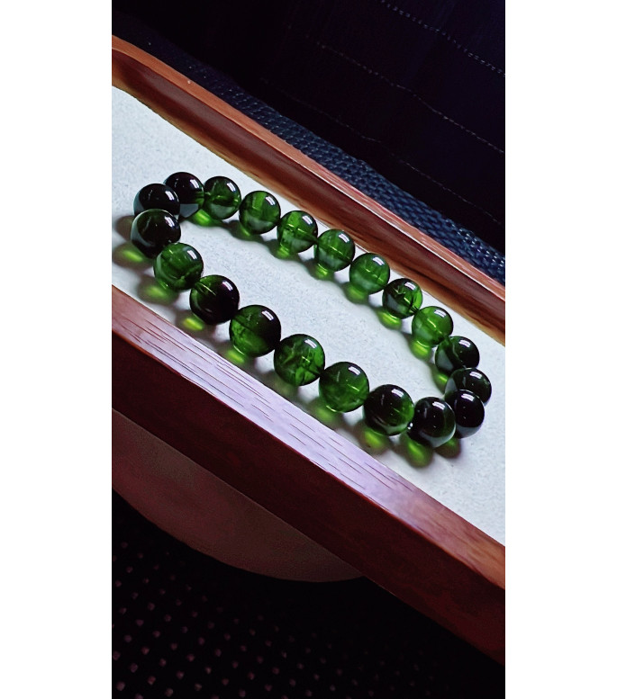 1219F7 exquisite green tourmaline bracelet, size about 9.5mm, weight 29.1g, crystal