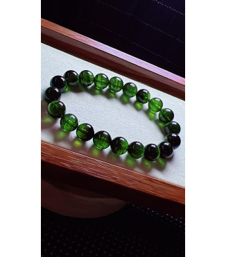 1219F7 exquisite green tourmaline bracelet, size about 9.5mm, weight 29.1g, crystal