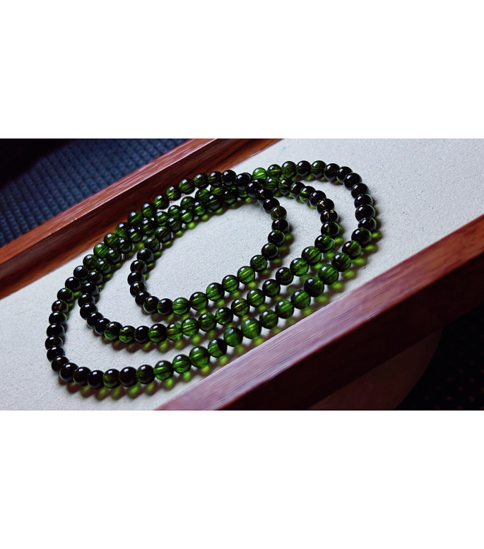 1219F5 exquisite green tourmaline three circle bracelet, size about 4.6mm, weight 19.3g
