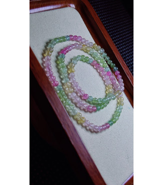 1219F4 exquisite Macaron tourmaline three circle bracelet, size about 4.5mm, weight 17.7