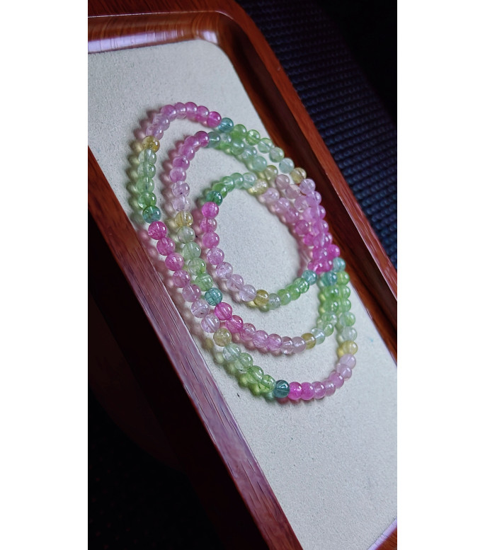 1219F3 exquisite Macaron tourmaline three circle bracelet, size about 4.7mm, weight