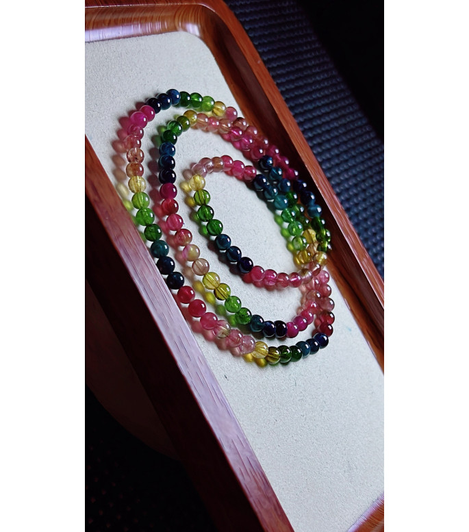 1219F2 exquisite and vibrant rainbow tourmaline three circle bracelet, size about 4.7mm