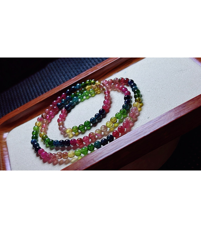 1219F2 exquisite and vibrant rainbow tourmaline three circle bracelet, size about 4.7mm