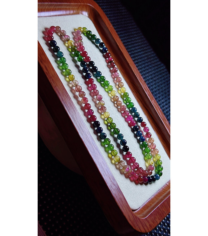 1219F2 exquisite and vibrant rainbow tourmaline three circle bracelet, size about 4.7mm