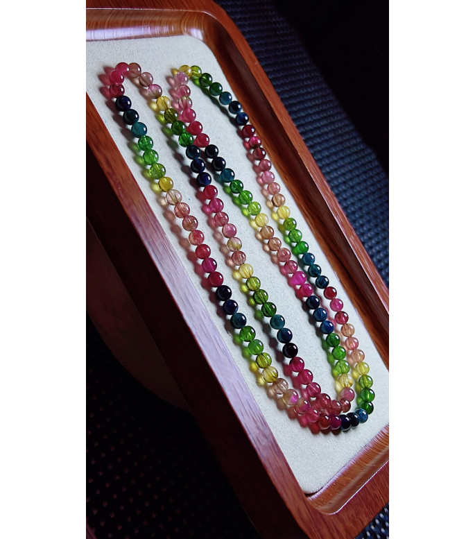 1219F2 exquisite and vibrant rainbow tourmaline three circle bracelet, size about 4.7mm