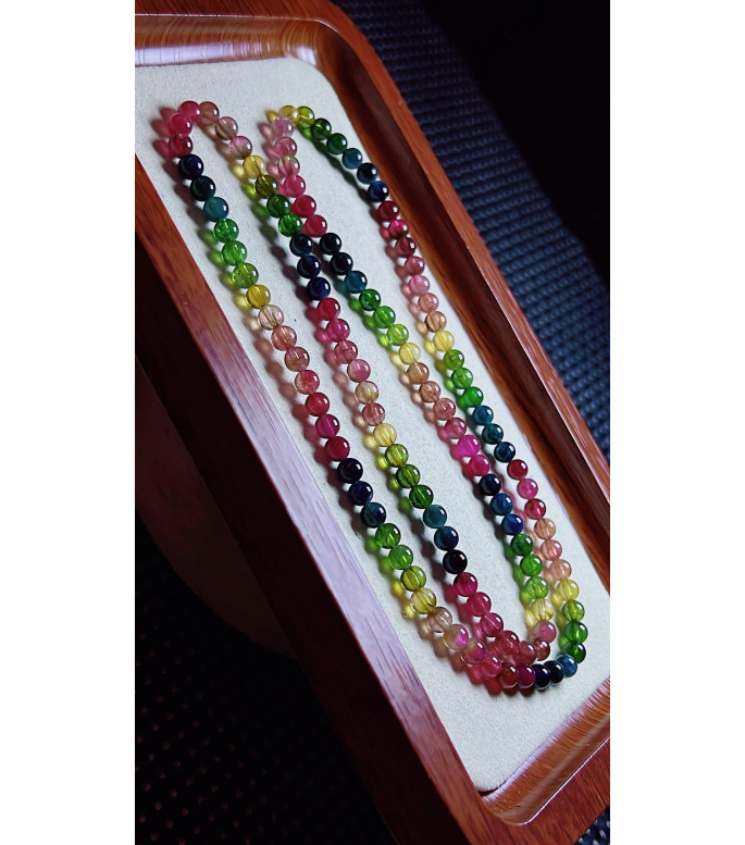 1219F2 exquisite and vibrant rainbow tourmaline three circle bracelet, size about 4.7mm
