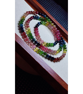 1219F1 exquisite and vibrant rainbow tourmaline three circle bracelet, size about 4.7mm