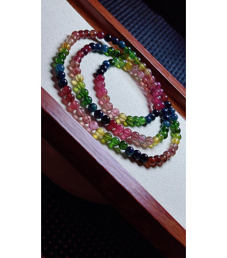 1219F1 exquisite and vibrant rainbow tourmaline three circle bracelet, size about 4.7mm