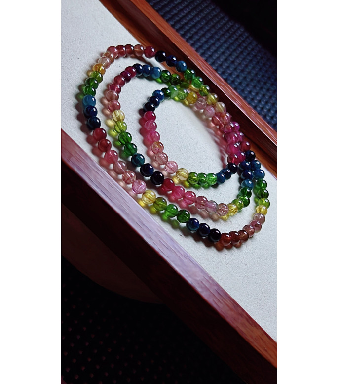 1219F1 exquisite and vibrant rainbow tourmaline three circle bracelet, size about 4.7mm