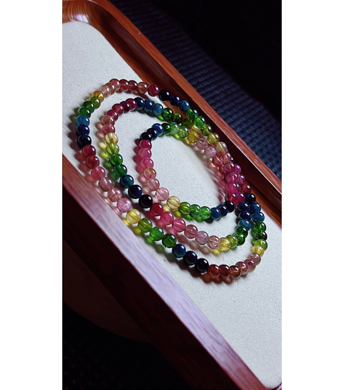 1219F1 exquisite and vibrant rainbow tourmaline three circle bracelet, size about 4.7mm