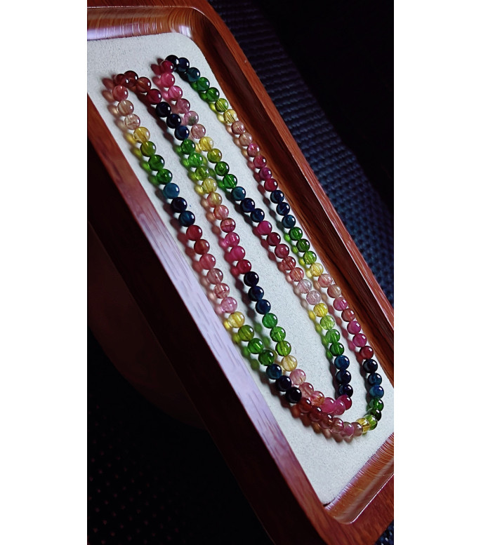 1219F1 exquisite and vibrant rainbow tourmaline three circle bracelet, size about 4.7mm