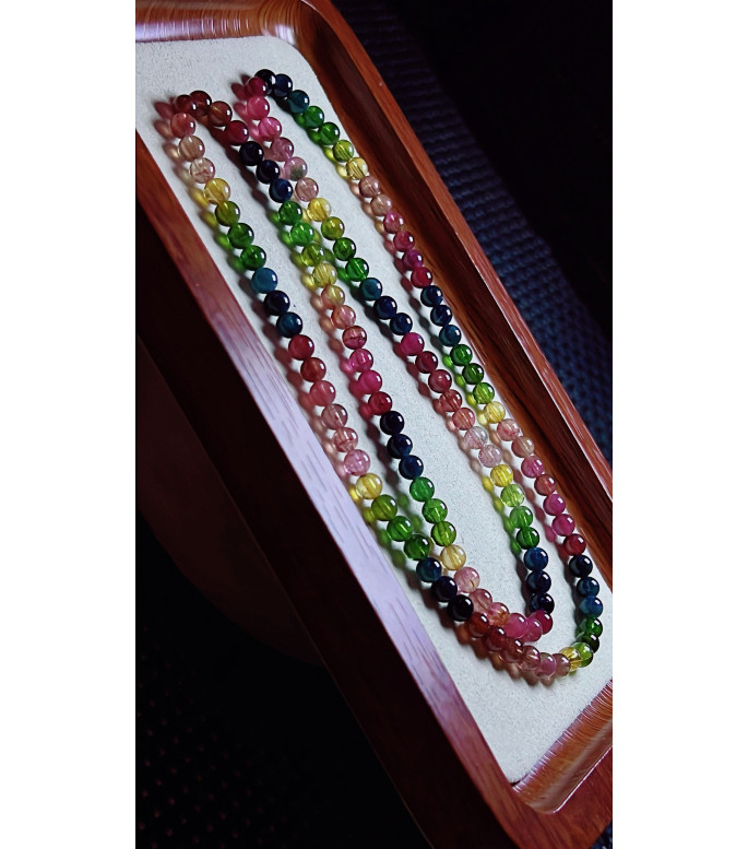 1219F1 exquisite and vibrant rainbow tourmaline three circle bracelet, size about 4.7mm