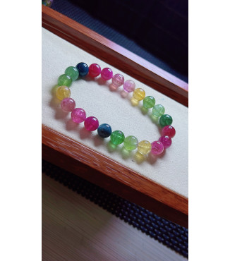 1216F12 Brilliant Rainbow Tourmaline Bracelet, size approximately 8.5mm, weight 22.4g
