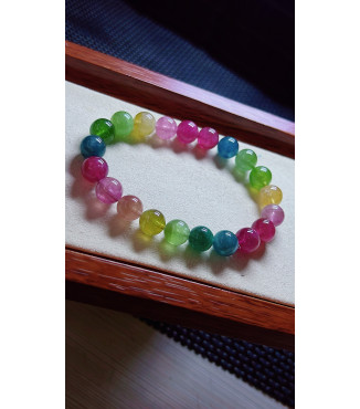 1216F11 Rainbow Tourmaline Bracelet, size approximately 9.2mm, weight 25.7g, crystal