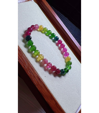 1216F9 Rainbow Tourmaline Bracelet, size approximately 6.5mm, weight 12.5 grams, crystal