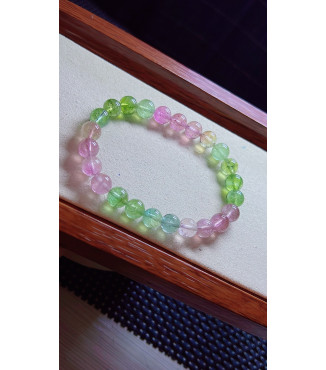 1216F7 exquisite mermaid colored tourmaline bracelet, size about 7.5mm, weight 18.6