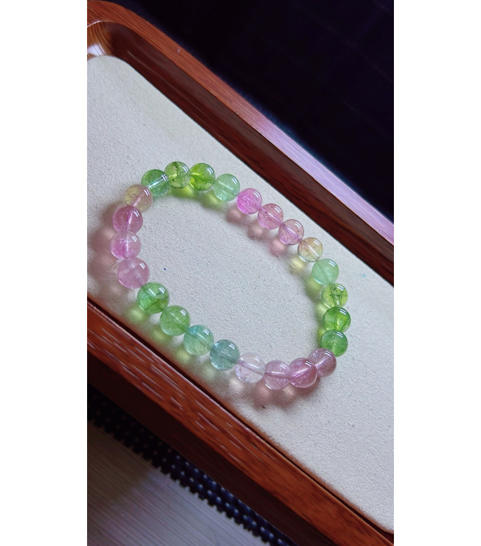 1216F7 exquisite mermaid colored tourmaline bracelet, size about 7.5mm, weight 18.6