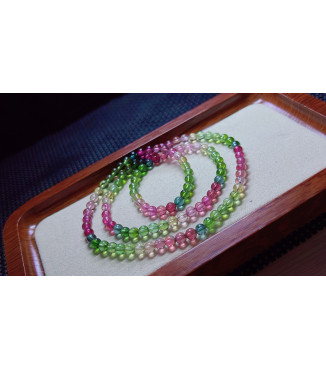 1216F6 exquisite and bright rainbow tourmaline three circle bracelet, size about 5mm