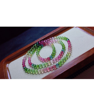 1216F6 exquisite and bright rainbow tourmaline three circle bracelet, size about 5mm