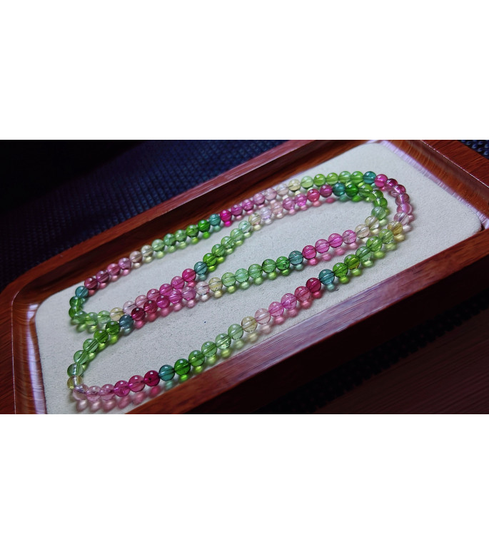 1216F6 exquisite and bright rainbow tourmaline three circle bracelet, size about 5mm