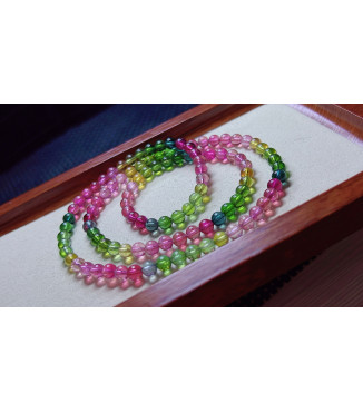 1216F5 exquisite and bright rainbow tourmaline three circle bracelet, size about 5.3mm