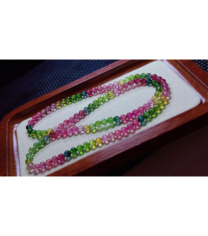 1216F5 exquisite and bright rainbow tourmaline three circle bracelet, size about 5.3mm