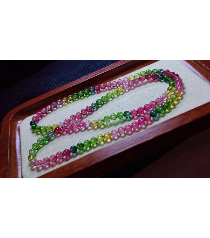 1216F5 exquisite and bright rainbow tourmaline three circle bracelet, size about 5.3mm