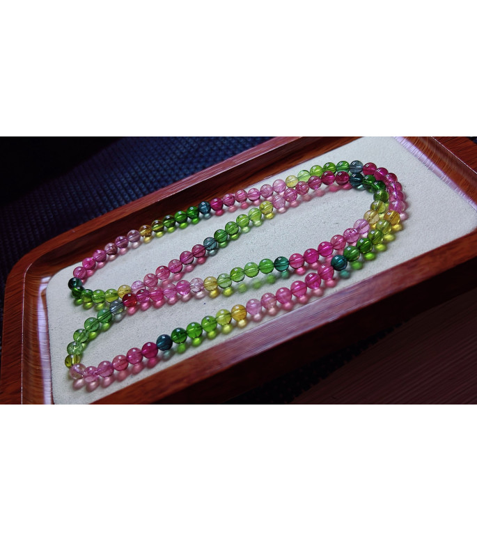 1216F5 exquisite and bright rainbow tourmaline three circle bracelet, size about 5.3mm